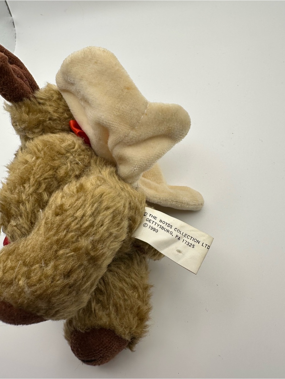 NWT Boyds Bears Vintage 1990 Plush Moose w/ Antlers Mistletoe Wings - Picture 6 of 6
